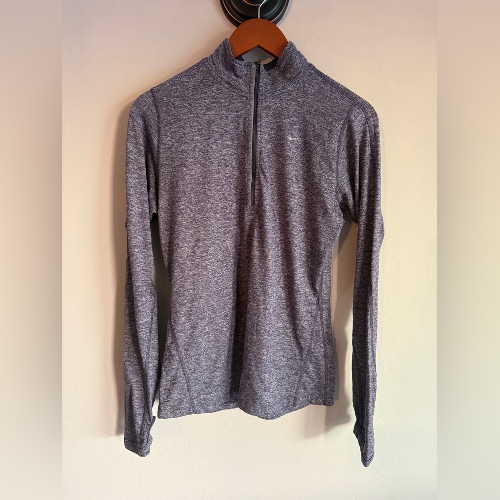Nike Dri-FIT Women Purple‎ Space Dye Half Zip Running Pullover Thumbholes Medium